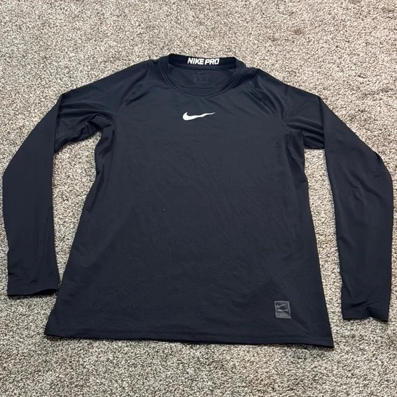 NIKE Men's Slim Fit Sweat-Wicking Quick Dry Long-Sleeve Top Size M In Black - Picture 3 of 9
